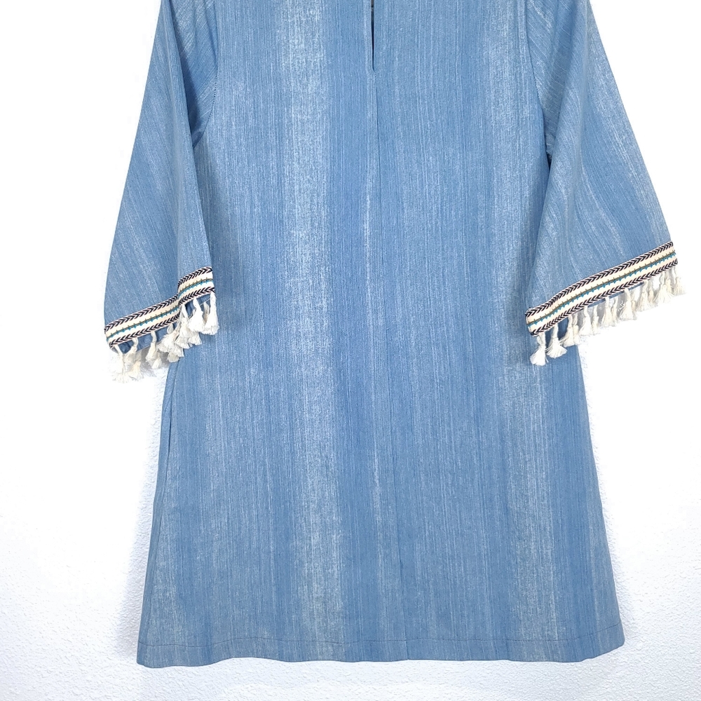 HAYDEN LA Boho Denim Chambray Tassels Mini Dress - Picture 13 of 16